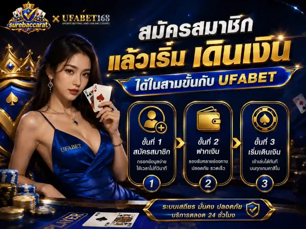 สมัครสมาชิก แล้วเริ่ม เดินเงิน ได้ในสามขั้นกับ UFABET